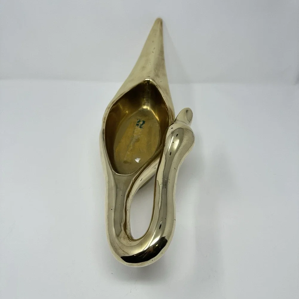 Vintage Solid Brass Swan Planter 18
